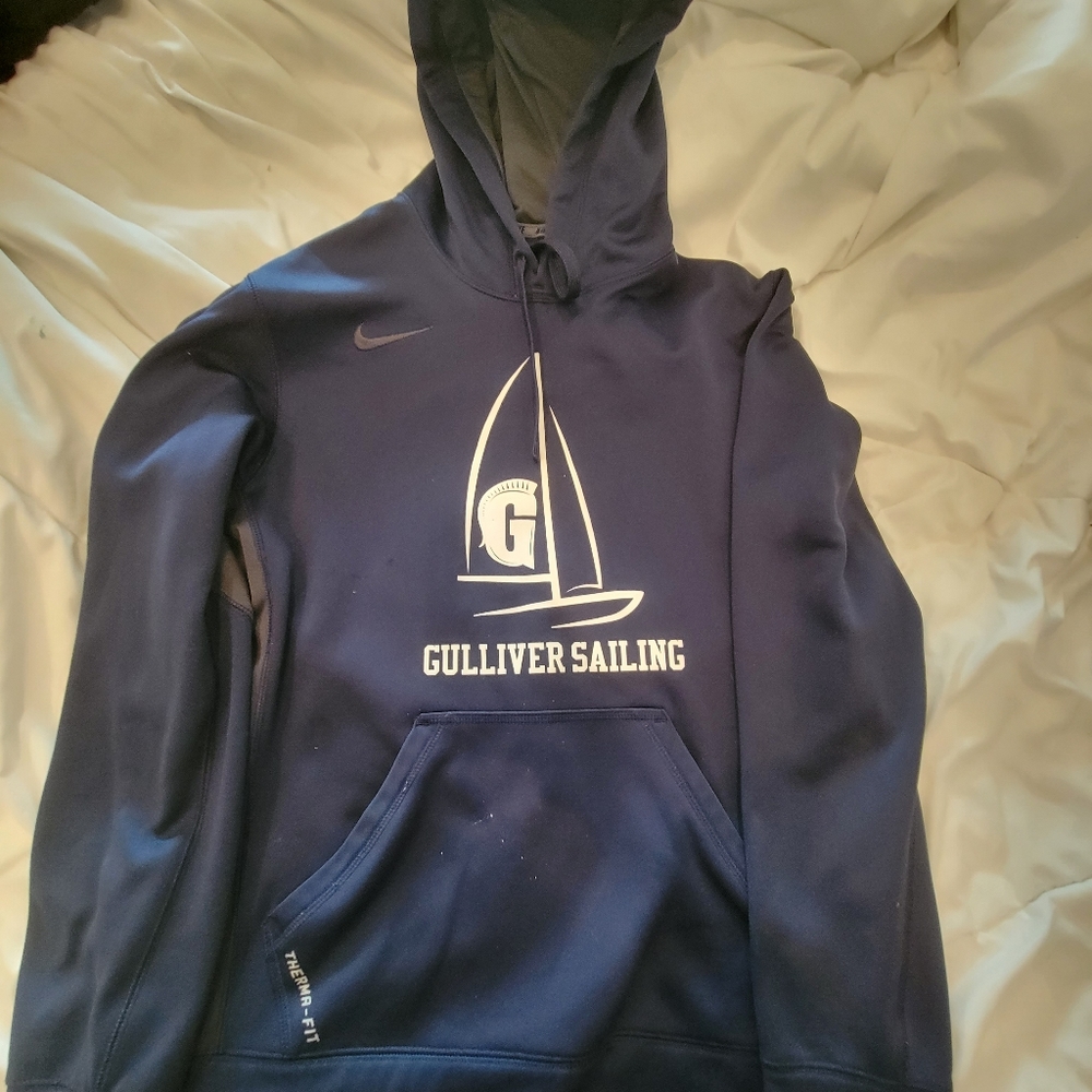 Nike navy blue thermafit hoodie, size Small